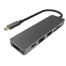 USB C Docking Station 6 in 1 Type C Hubs to HDMI with USB 3.0, PD3.0 Fast Charging Ports and SD/TF Card Reader Adapter